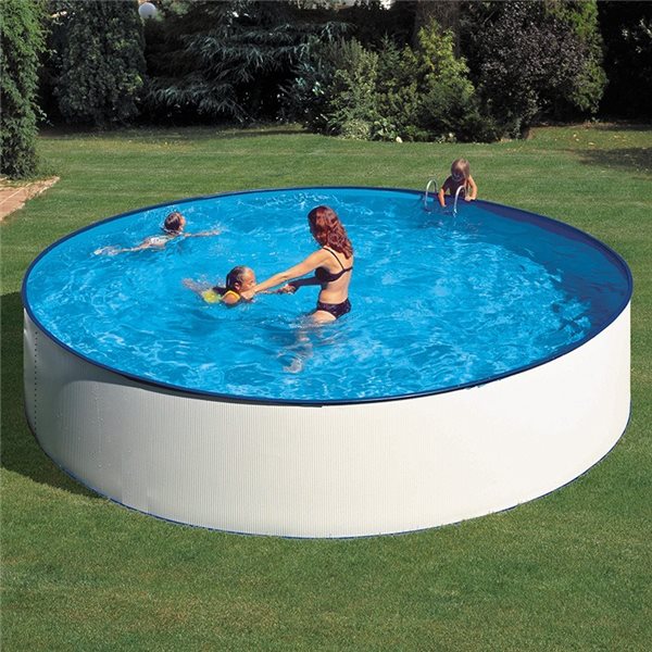 (350X90 BLANCA REF. KITWPR352E) KIT PISCINA GRE REDONDA DE CHAPA DE ACERO LACADA.MODELO LANZAROTE