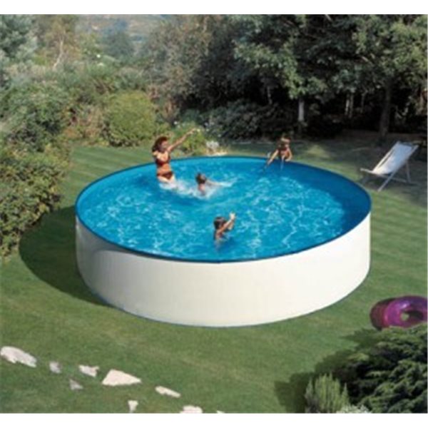 (300X90 BLANCA REF. KITWPR302) KIT PISCINA GRE REDONDA DE CHAPA DE ACERO LACADA.MODELO LANZAROTE